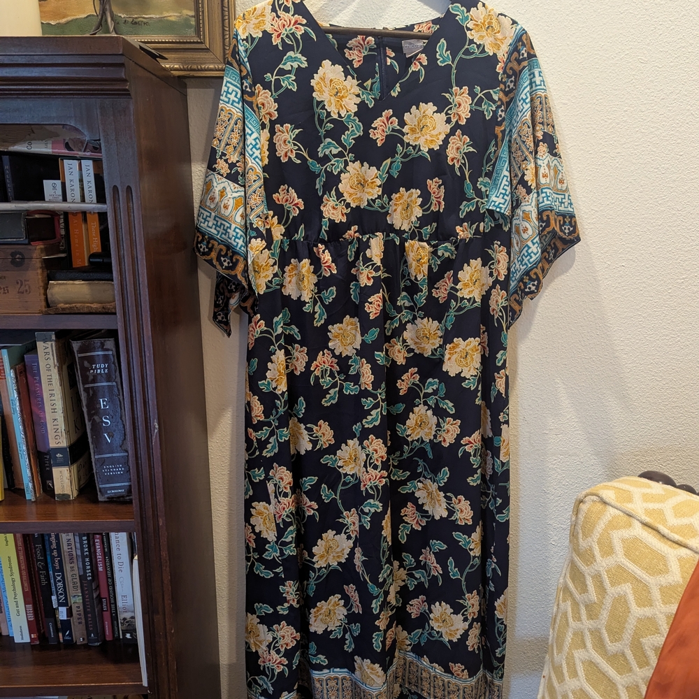 Chico's Floral Maxi Dress with Kimono Sleeves - Picture 3 of 5